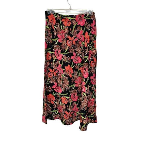 Croft Barrow Womens Maxi Skirt Size 10 Linen Dark Floral Cottage Grunge Topical - Picture 3 of 7
